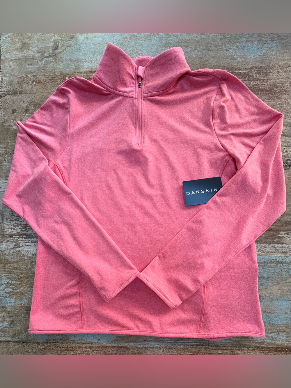 Danskin Activewear Coral Pink Quarter-Zip Turtleneck Pullover